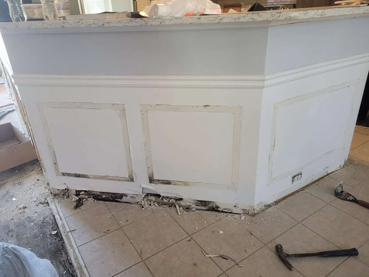 Water damage and mold on kitchen during Storm Damage Restoration in Fife